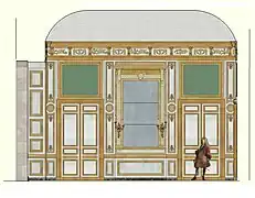 Essai de restitution de la paroi est de la salle à manger de Meudon, aile des marronniers, XVIIIe.