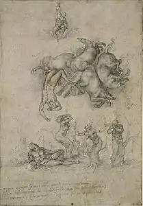 Michel-Ange, Chute de Phaéton, dessin, vers 1533, 41,3&nbsp;×&nbsp;23,4&nbsp;cm, British Museum, Londres