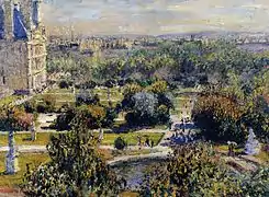 Claude Monet,Vue du jardin des Tuileries 1876, peint depuis l'appartement de Victor Chocquet, rue de Rivoli, Musée Marmottan Monet.