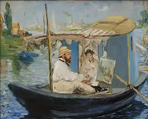 Monet dans son atelier, 1874, 50&nbsp;×&nbsp;64&nbsp;cm, Munich, Neue Pinakothek