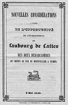 Opuscule en faveur d’un débarcadère dans le faubourg de Lattes à Montpellier.