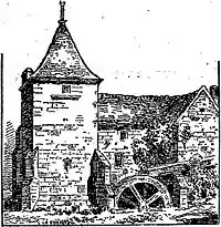 Le moulin du Rouazle à Dirinon en 1929 (dessin de Louis Le Guennec)
