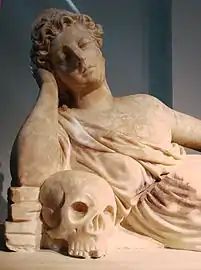 Détail du Génie funéraire du Tombeau de Christophe de Lannoy, France, 1re moitié du XVIIe&nbsp;siècle.