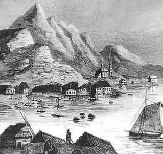 Kandalakcha au XIXe&nbsp;siècle, gravure de Karazine.