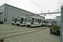 TL Bem 4/6 garées au dépôt de l'EPFL.