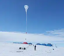 Vue d'un ballon lancé durant la campagne de janvier 2013.