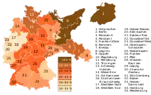 Pourcentage des voix du parti nazi en 1933 selon les régions.