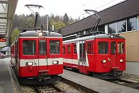 Trains en gare de Saint-Cergue.