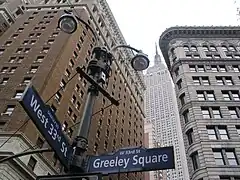 33e rue, vue sur l'Empire State Building.