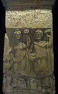 Un des autels dédiés à Nantosuelte et Sucellos et découverts à Sarrebourg, Ier siècle apr. J.-C.