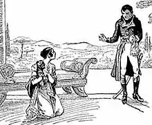 Napoléon avec Joséphine tenant le carlin Fortuné dans ses bras.