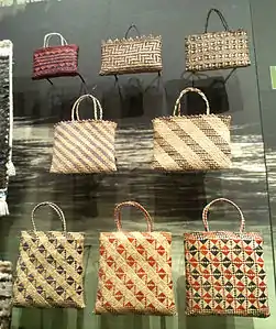 Kete Whakairo (Kete (basket)&nbsp;(en)) traditionnel maori, National Museum of Ethnology, Osaka, Japan