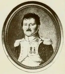 Portrait en médaillon d'un officier français vêtu de son uniforme.