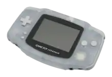 Console Game Boy Advance blanche légèrement transparente.