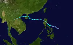 Trajectoire de la tempête tropicale Nock-Ten.
