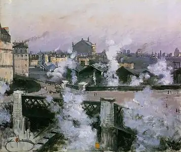 Norbert Gœneutte,Vue de la gare Saint-Lazare (1887),45,7 x 55,5 cm, Musée d'Art de Baltimore.