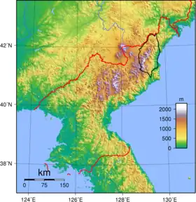 Carte de localisation des monts Hamgyong.