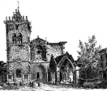 Gravure de la façade principale depuis la place issue de l'ouvrage L'Olivier par Amédée Coutance, paru en 1877.