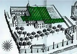 Emprise du parc actuel sur le plan du XVIIe&nbsp;siècle.