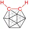 Représentation de la cage de bore et de carbone du carborane, C2B10H12