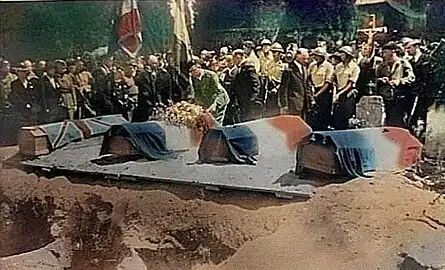 Obsèques de Thomas Mellows, Marc Croharé, Jean Clapot et André Siot.