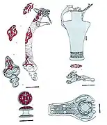 éclaté des parties, en rouge l'émail.