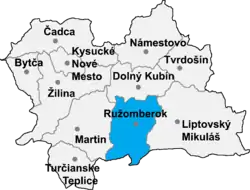 Localisation du district de Ružomberok dans la région de Žilina (carte interactive)