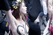 Oksana Shachko, during a Femen protest in Pari.jpg