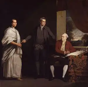 William Parry&nbsp;(en), Omai, sir Joseph Banks et Daniel Solander, vers 1775-1776, Londres, National Portrait Gallery.