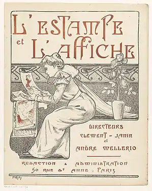 L'Estampe et l'Affiche, détail de la couverture du no&nbsp;1, 3e&nbsp;année, 15 janvier 1899. Illustration de Marcel-Pierre Ruty.