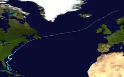 Parcours de l'ouragan Ophelia