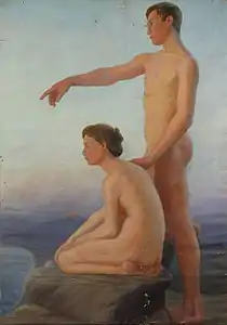 Vor der Bucht von Taormina mit dem Ätna im Hintergrund (vers 1900).