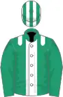 Emerald green, white stripe and epaulets, white and emerald green striped cap