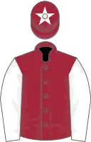 Maroon, White sleeves and star on cap