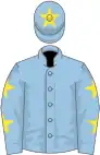 Light blue, yellow stars on sleeves, star on cap