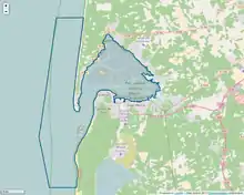 Carte montrant le périmètre du PNM du bassin d'Arcachon.