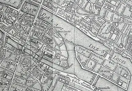 Quartier Notre-Dame sur le plan de Vaugondy (1760).