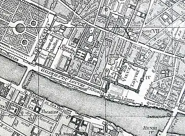Palais du Louvre sur le plan de Vaugondy (1760).
