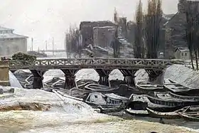 Le pont de Grammont lors de l'hiver 1830, par Antoine Perrot