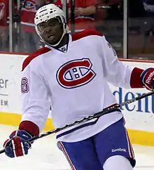 Photographie de Subban avec le maillot blanc des Canadiens