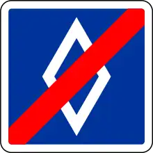 Panneau de fin de voie réservée aux véhicules à occupation multiple en France