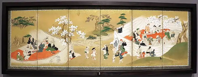 Fête des fleurs, Paravent, XVIIe&nbsp;siècle, Japon.
