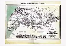 Carte du chemin de fer de Paris à la mer publiée en 1838.