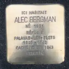  Stolpersteine Alec Bergman - Liège, 4 novembre 2015 Enfant caché à Izieu, rescapé
