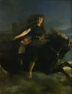 Nótt sur son cheval, peinture du XIXe&nbsp;siècle par Peter Nicolai Arbo.