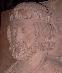 Gisant de Philippe&nbsp;Ier (vue d'artiste), abbaye de Saint-Benoît-sur-Loire, XIIIe&nbsp;siècle.