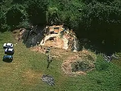 Le temple en cours de fouille en vue aérienne.