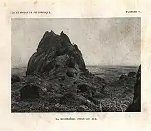 Photographie du piton du Sud de la Soufrière, au début du XXe&nbsp;siècle