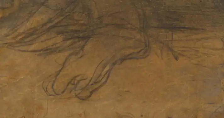 Esquisse au crayon représentant un pied.