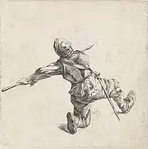 Piqueur agenouillé avec lance.